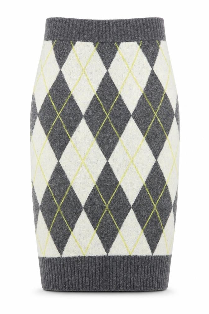 Pringle of Scotland x H&M Women's Grey Argyle Wool Blend Pencil Skirt Size M