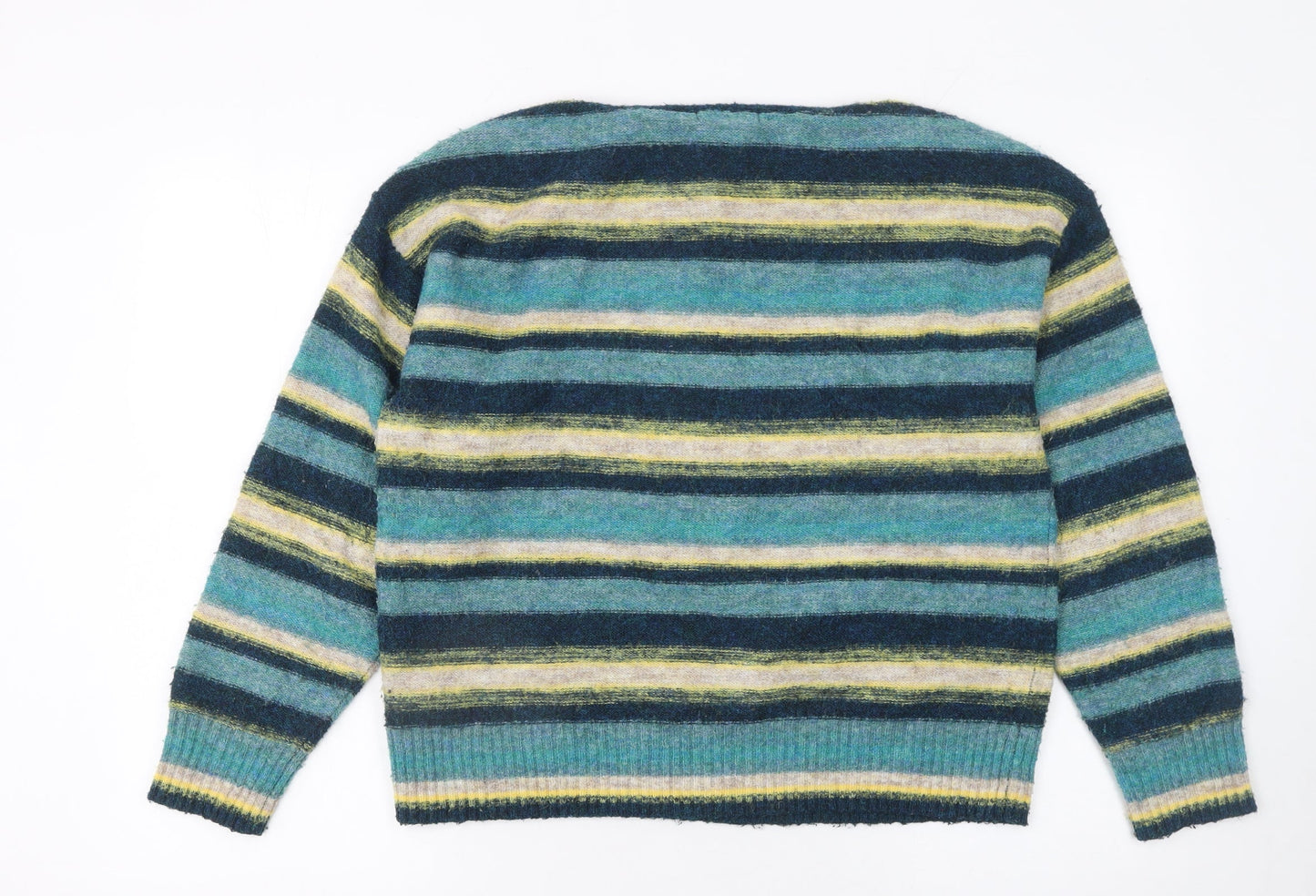 White Stuff Women’s Multicoloured Striped Boat Neck Wool Blend Jumper UK 12