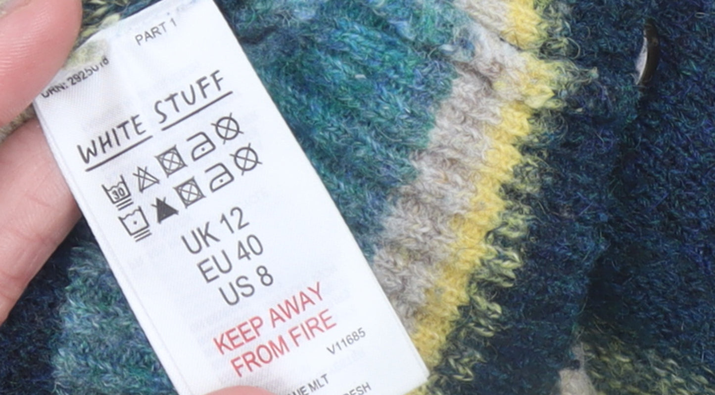 White Stuff Women’s Multicoloured Striped Boat Neck Wool Blend Jumper UK 12