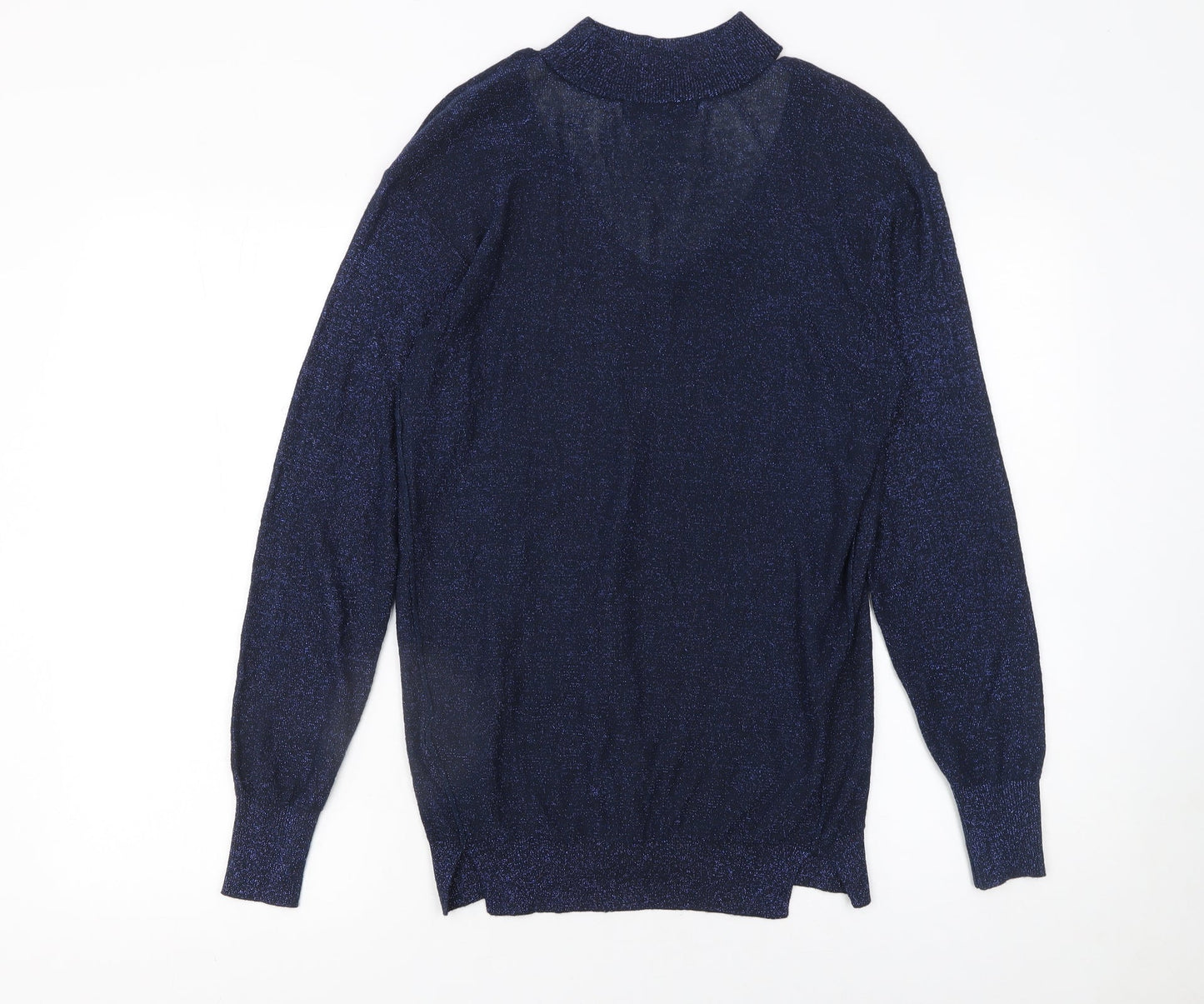 Next Women Blue V-Neck Glitter Knit Jumper Size 8
