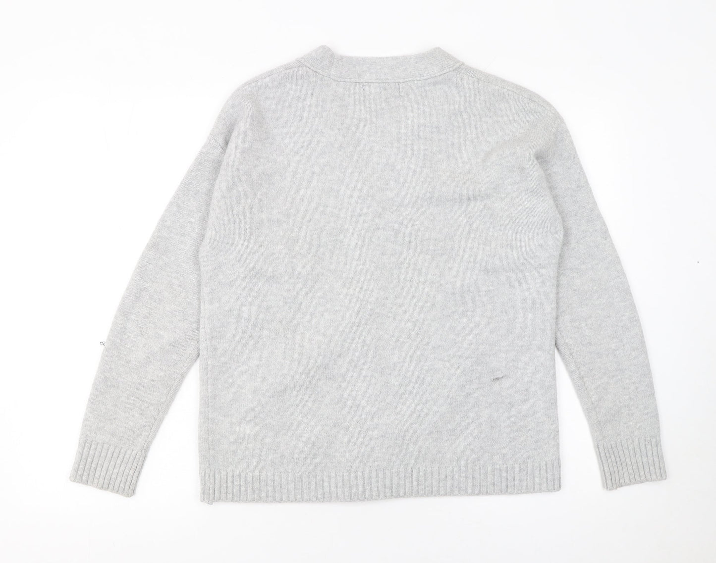 Dunnes Women Grey V-Neck Button Cardigan XS Knit Wool Blend