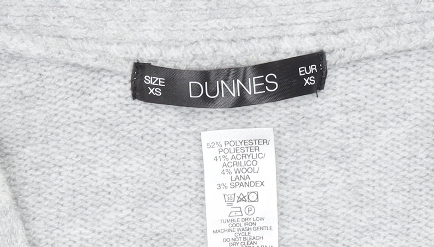 Dunnes Women Grey V-Neck Button Cardigan XS Knit Wool Blend