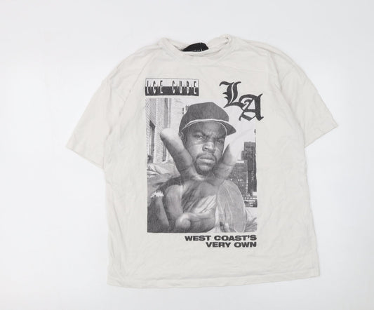 Primark Women’s White Ice Cube Graphic T-Shirt XS Cotton Casual