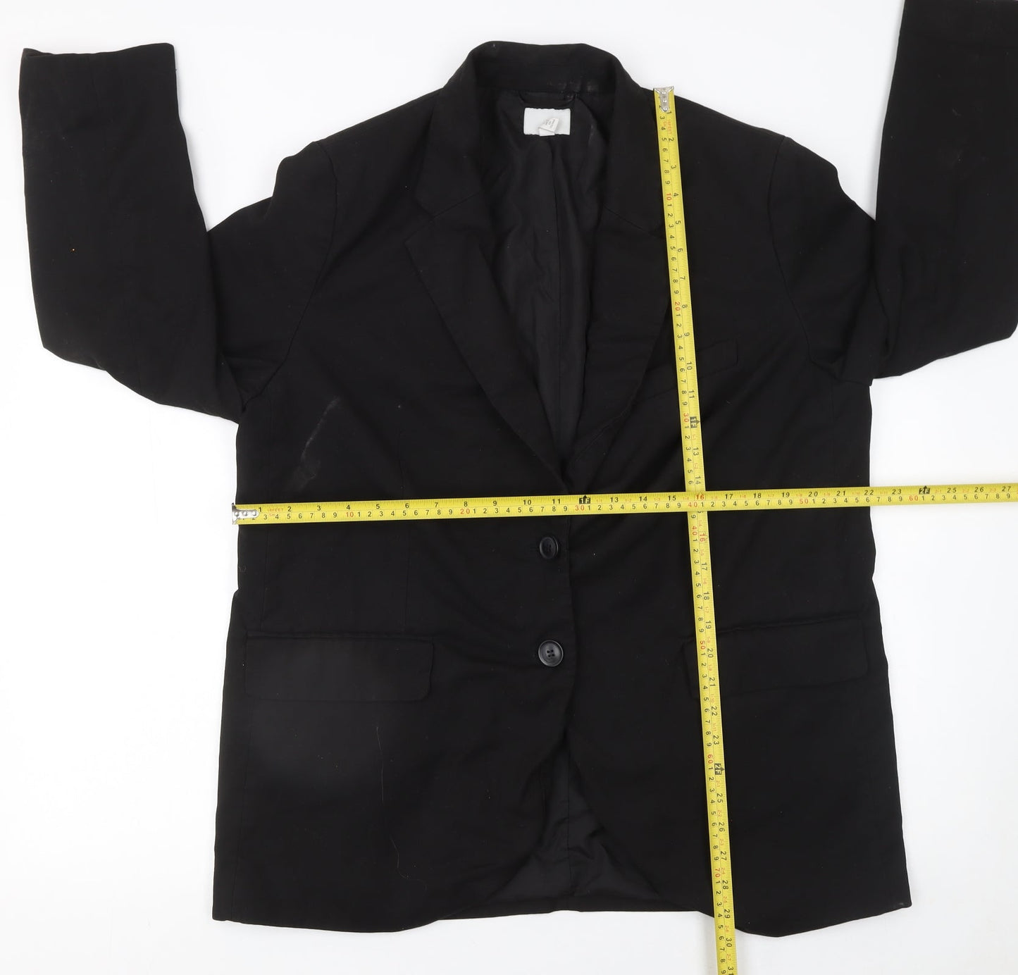 H&M Women's Black L Regular Fit Two-Button Blazer Jacket
