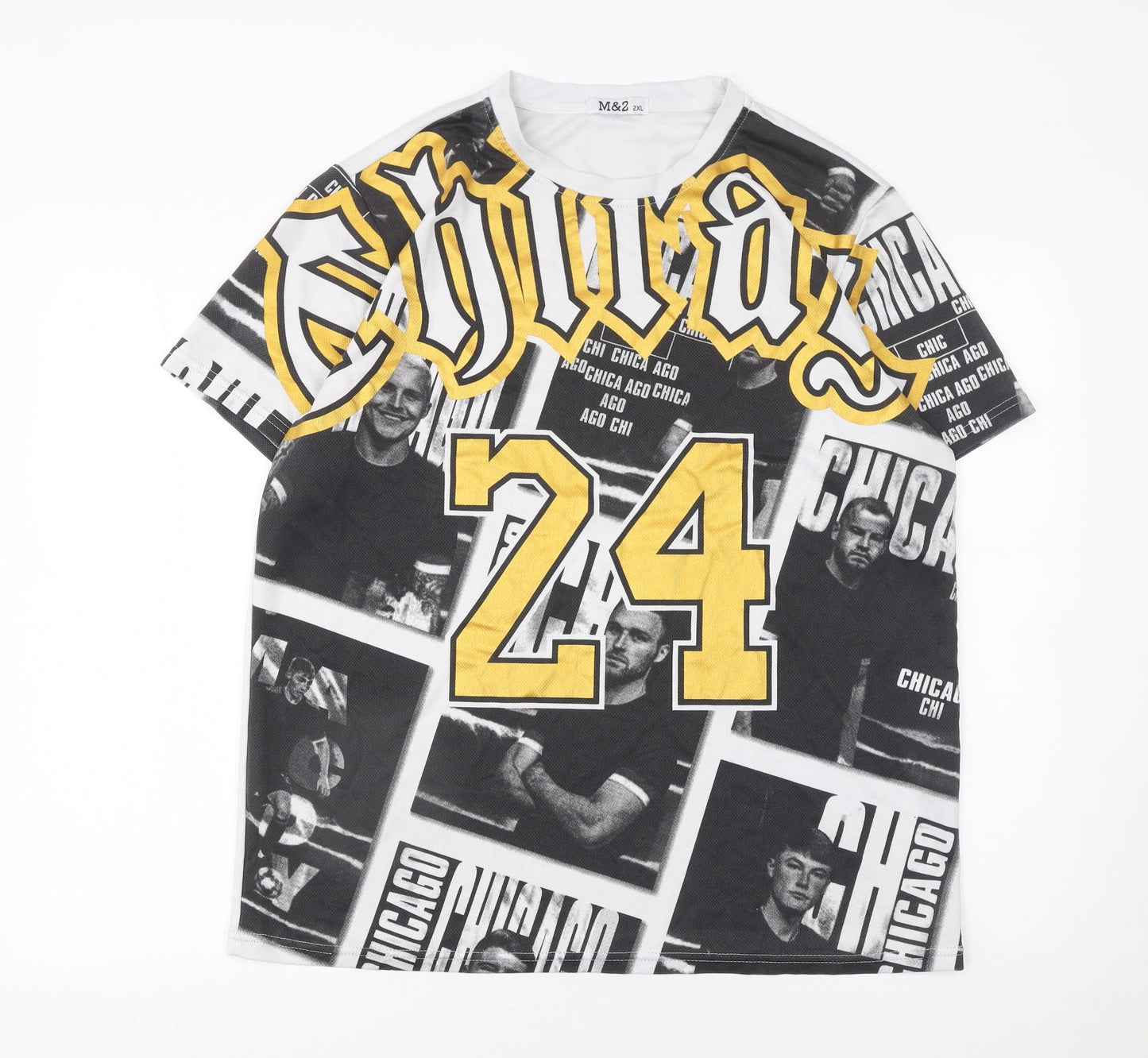 M&2 Men’s Multicoloured Chicago 24 Graphic Print 2XL T-Shirt