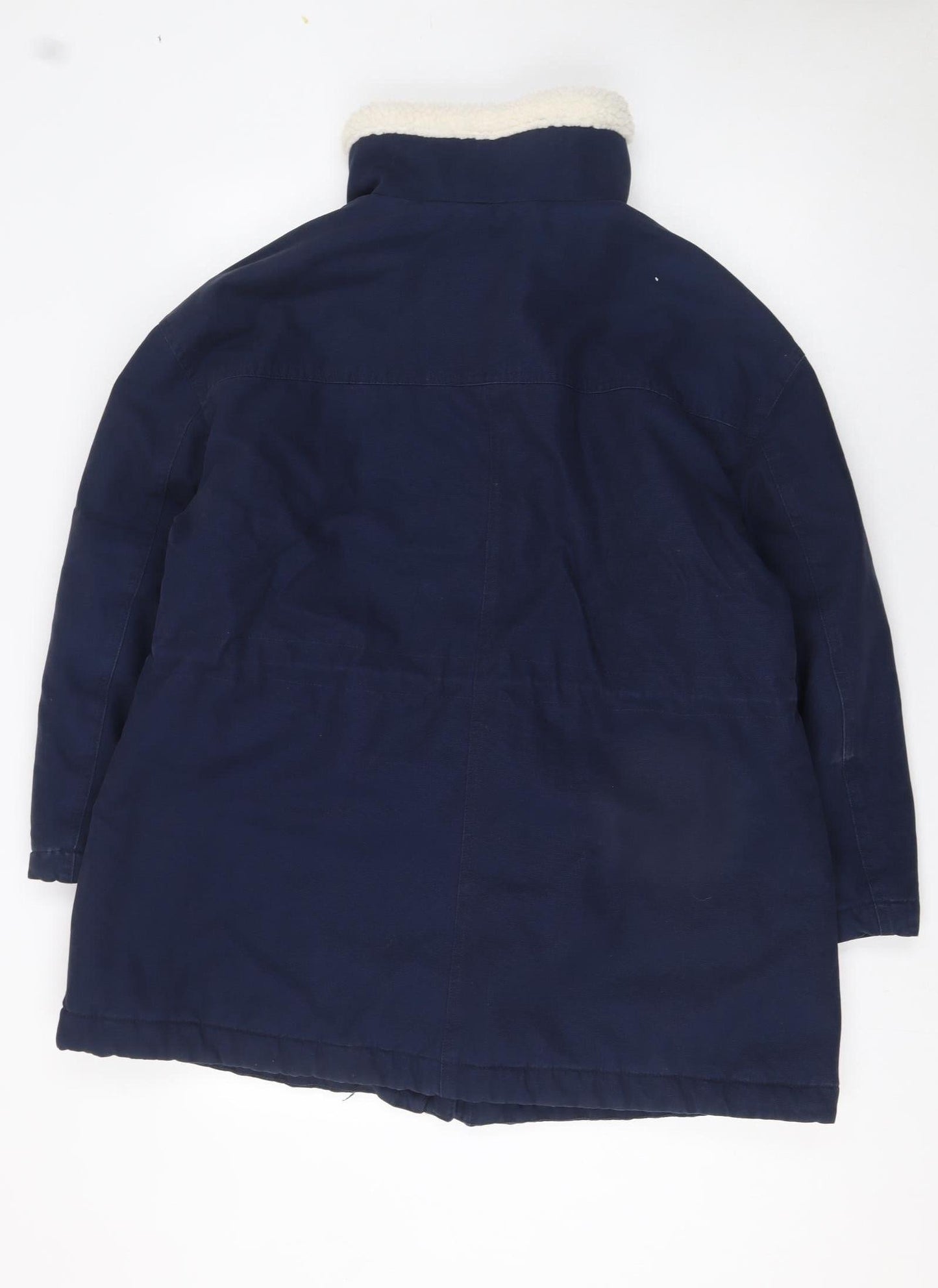 Marks and Spencer Women's Blue Parka Coat Size 16 Cotton Lined Winter Jacket