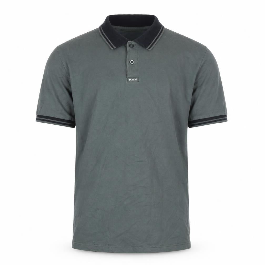 Diesel Men's Grey Cotton Elastane Polo Shirt Medium