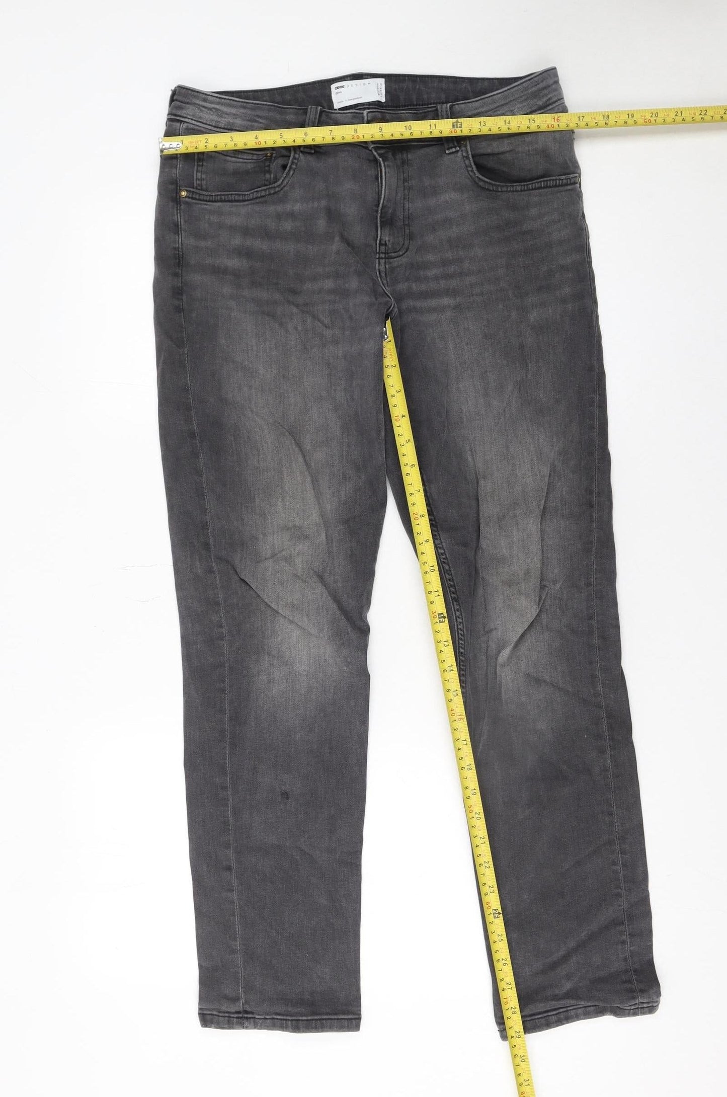 ASOS Design Men's Grey Straight Fit Stretch Jeans 32W 32L Denim