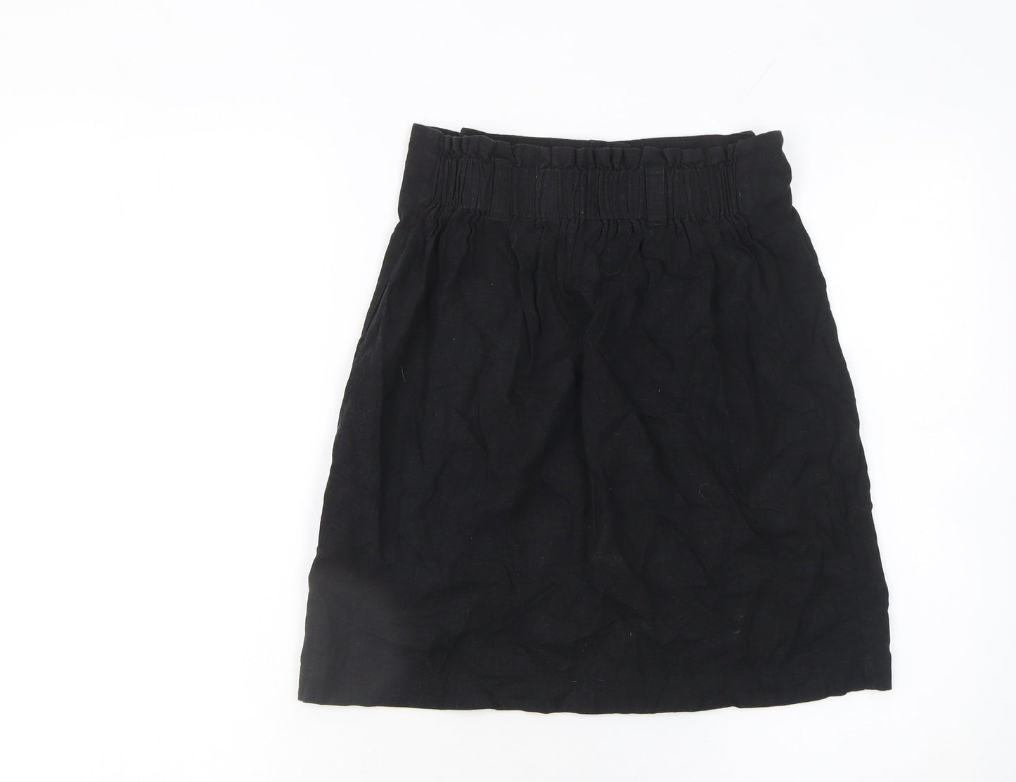 New Look Women’s Black Linen Blend A-Line Button Skirt Size 6
