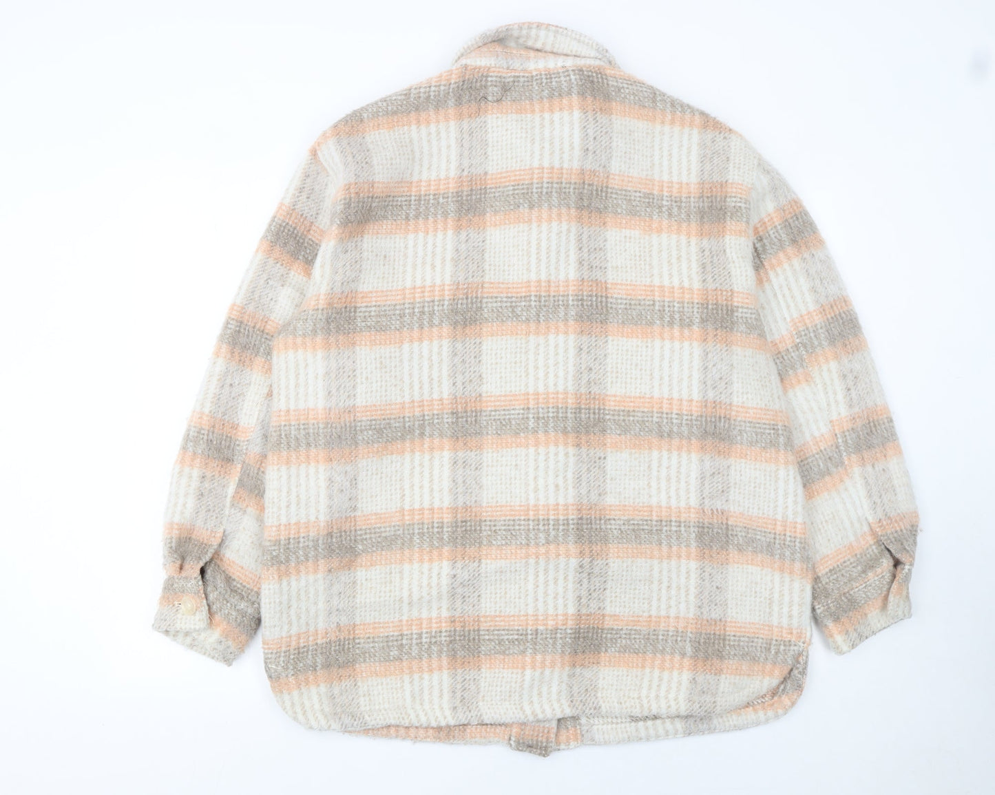 New Look Women’s Beige Checked Shacket Jacket Size 14 Button-Up Classic