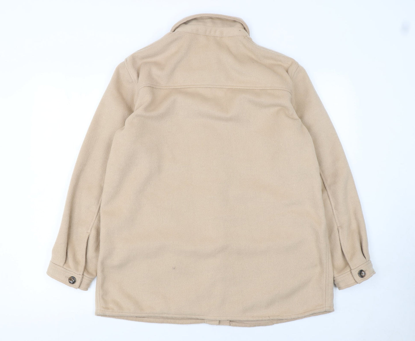 H&M Women Beige Mid-Length Button Basic Jacket Size S