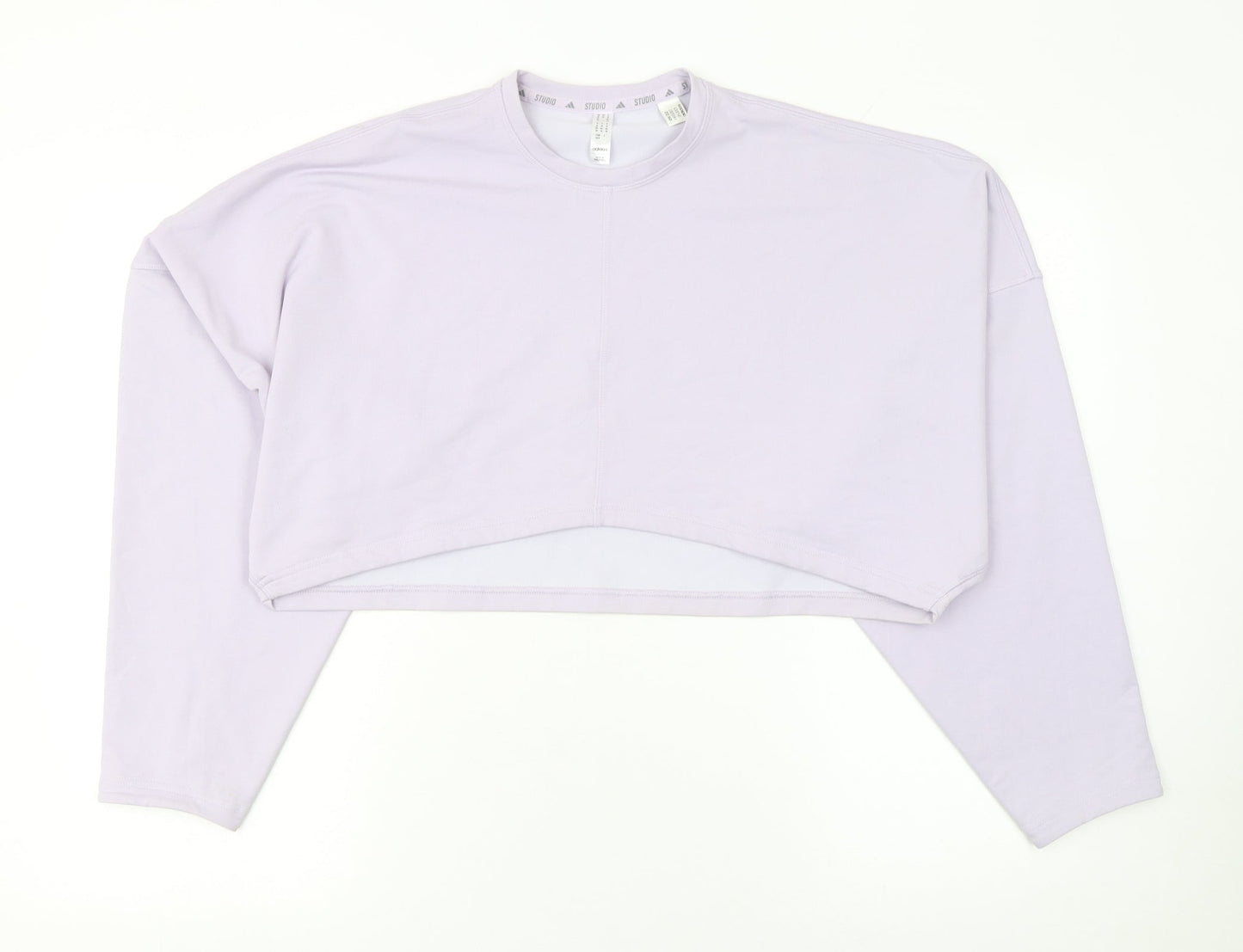 Adidas Women Lilac Cropped Pullover Sweatshirt UK 12-14 Studio
