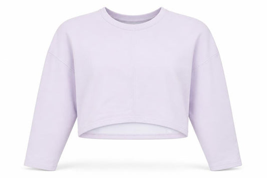 Adidas Women Lilac Cropped Pullover Sweatshirt UK 12-14 Studio