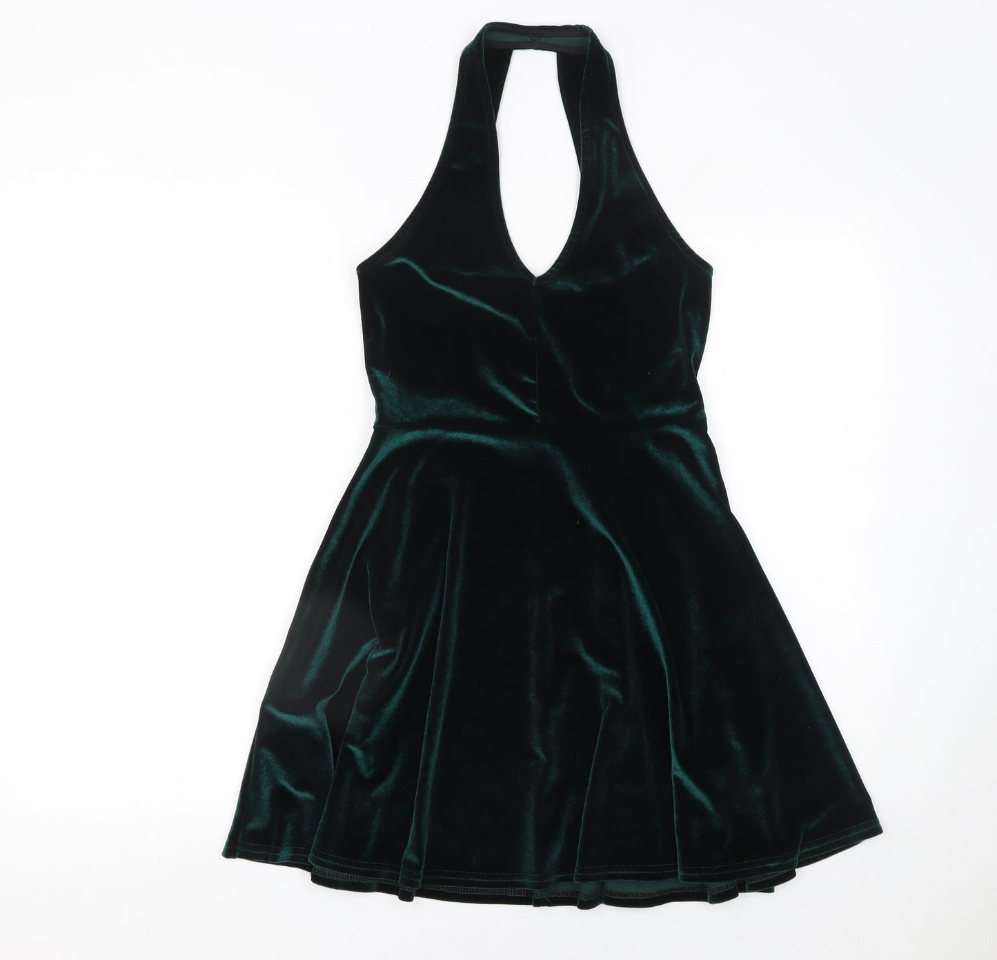 Pins and Needles Women’s Green Velvet Halter Skater Dress Size S