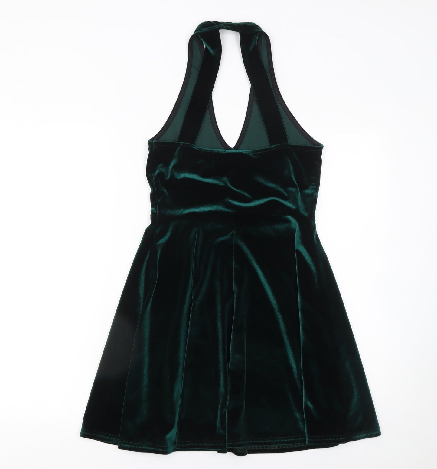 Pins and Needles Women’s Green Velvet Halter Skater Dress Size S