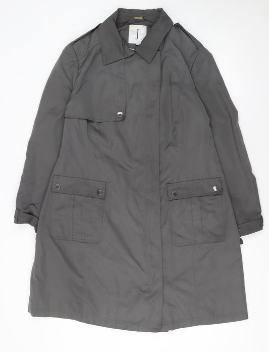 Debenhams Women’s Grey Trench Coat Size 16 Long Lined Polyester