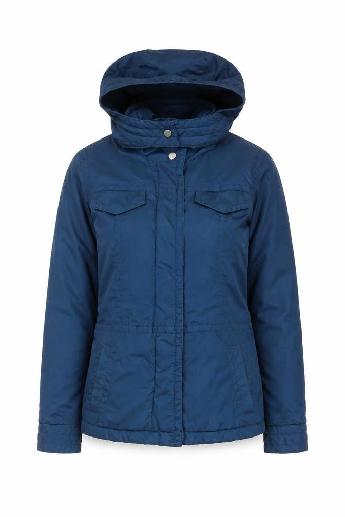 H&M Women's Blue Hooded Lined Parka Jacket Size 10