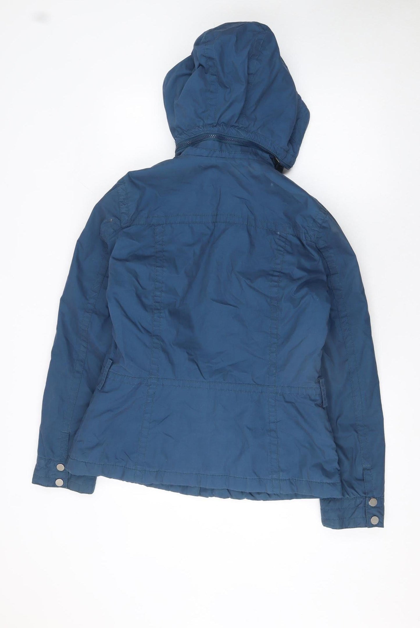 H&M Women's Blue Hooded Lined Parka Jacket Size 10