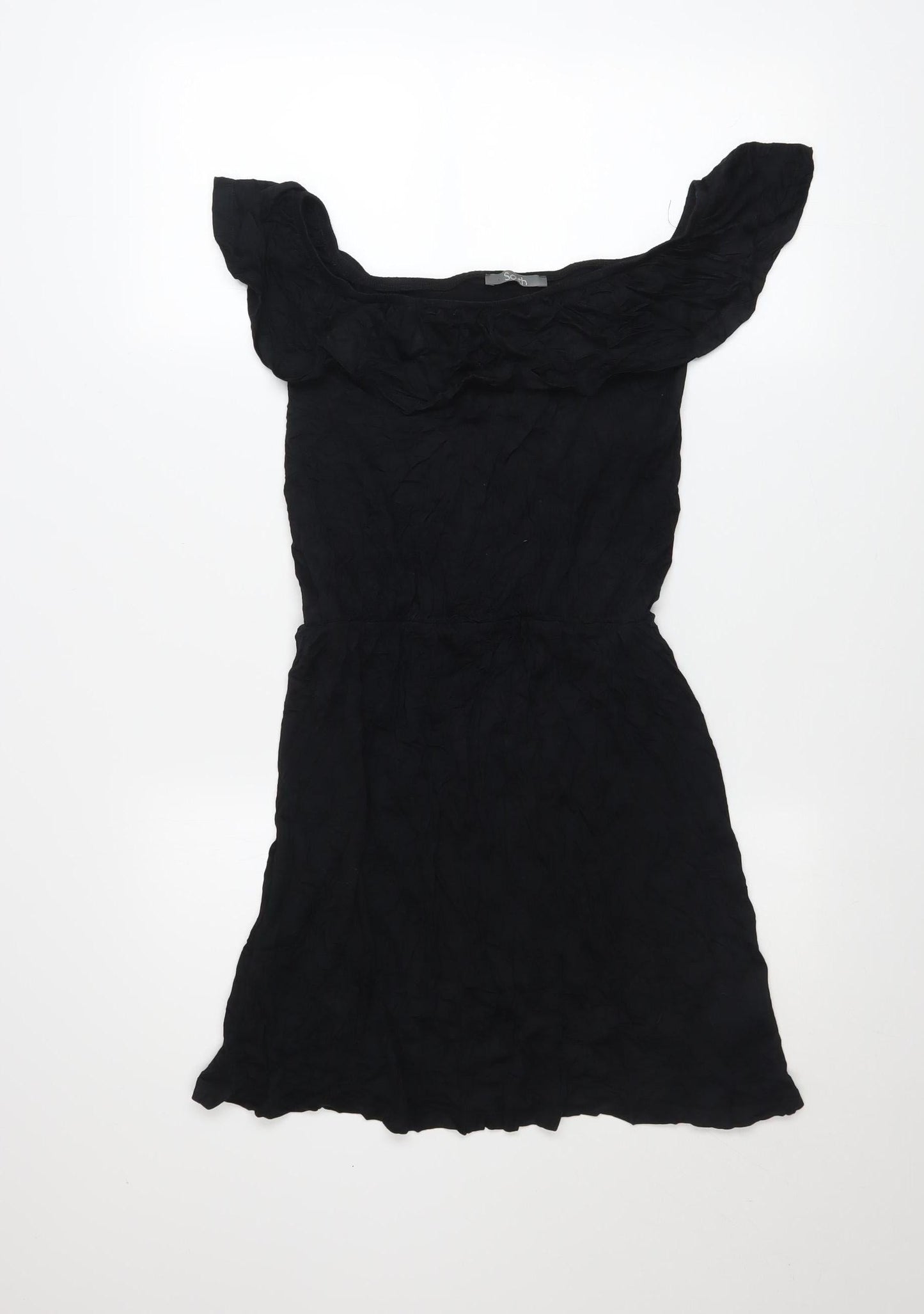 South Women Black Size 8 Off Shoulder Short Dress