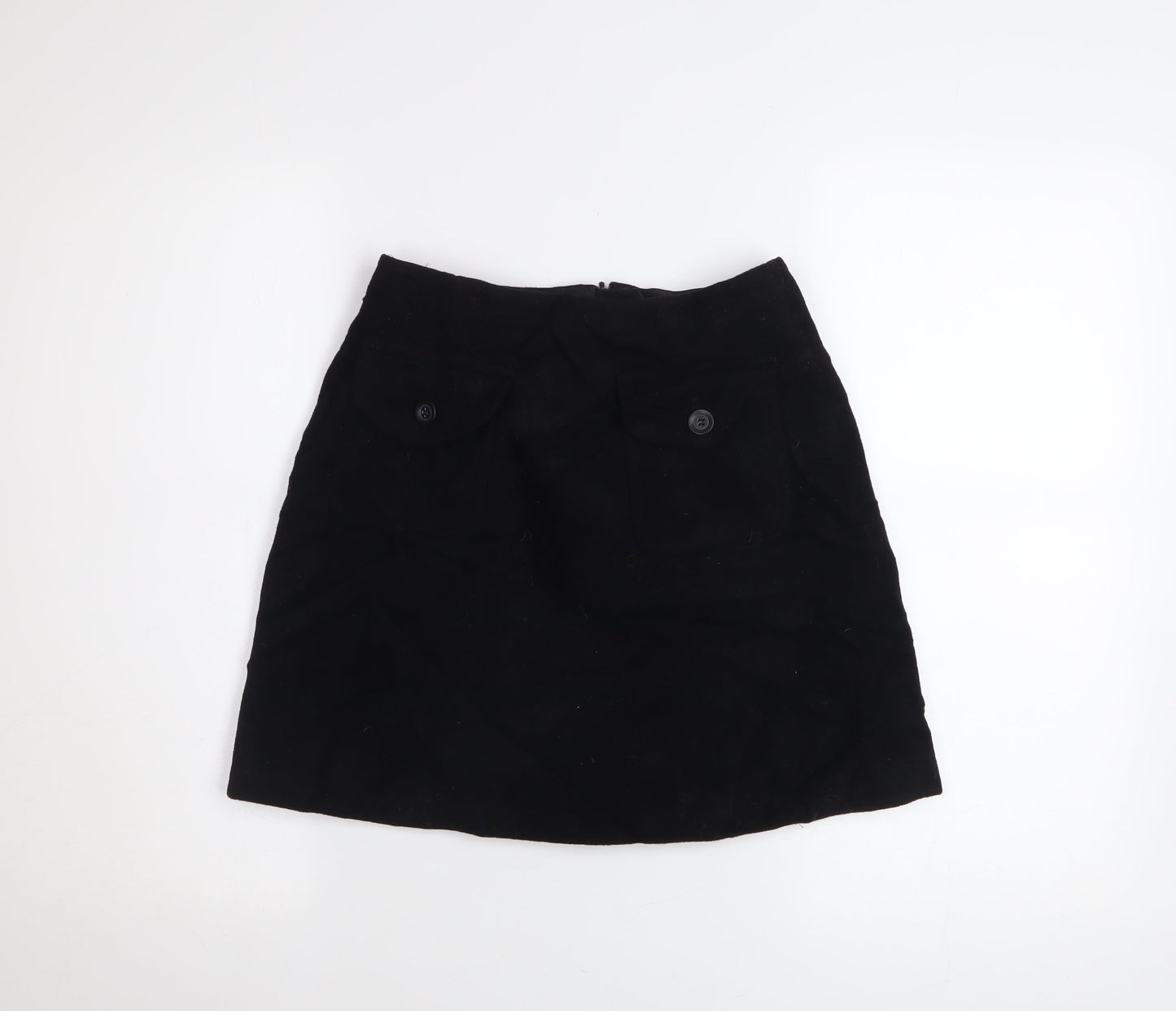 Warehouse Women’s Black Wool A-Line Short Skirt Size 10