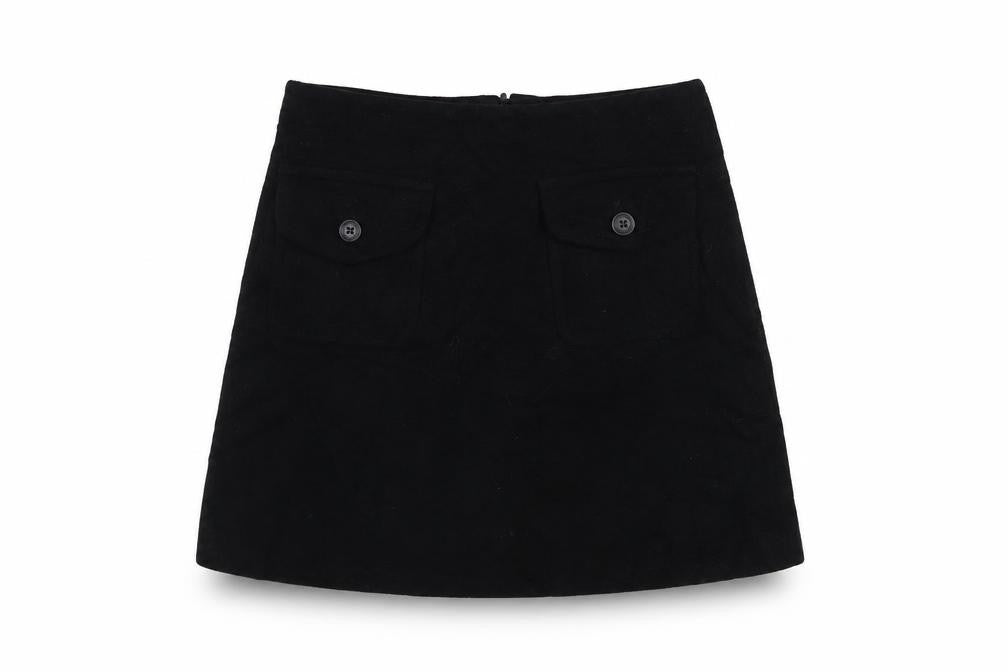 Warehouse Women’s Black Wool A-Line Short Skirt Size 10