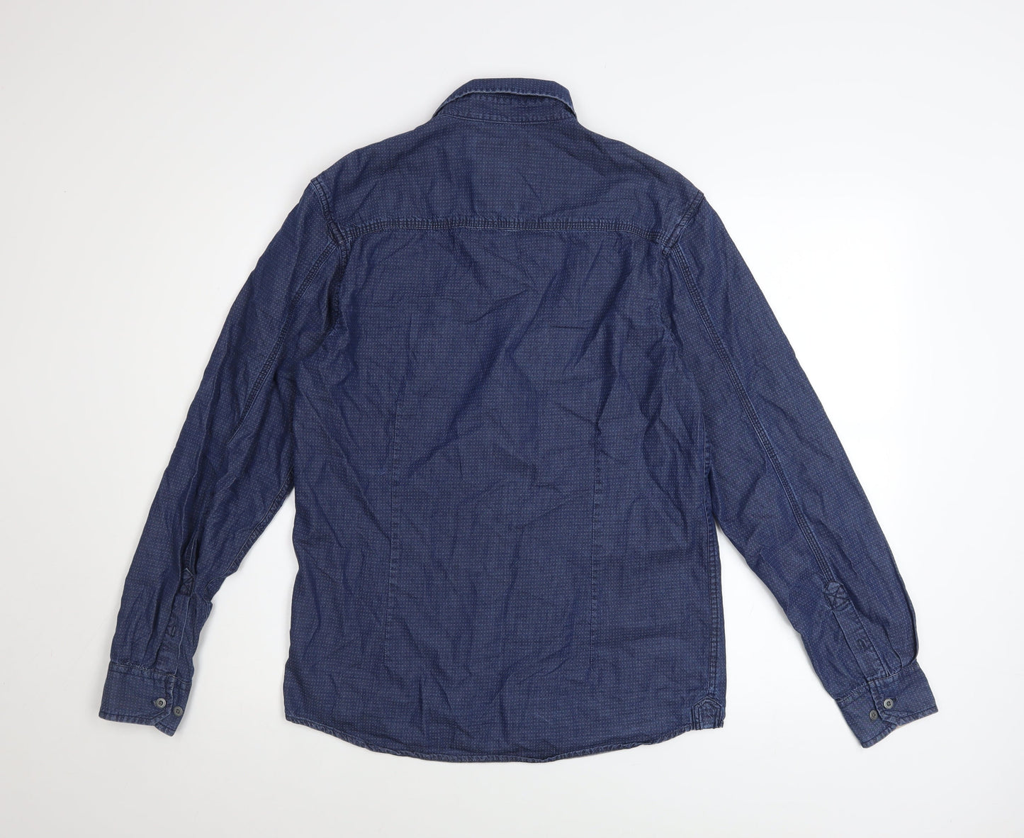 Tokyo Laundry Men's Blue Cotton Long Sleeve Button-Up Shirt S