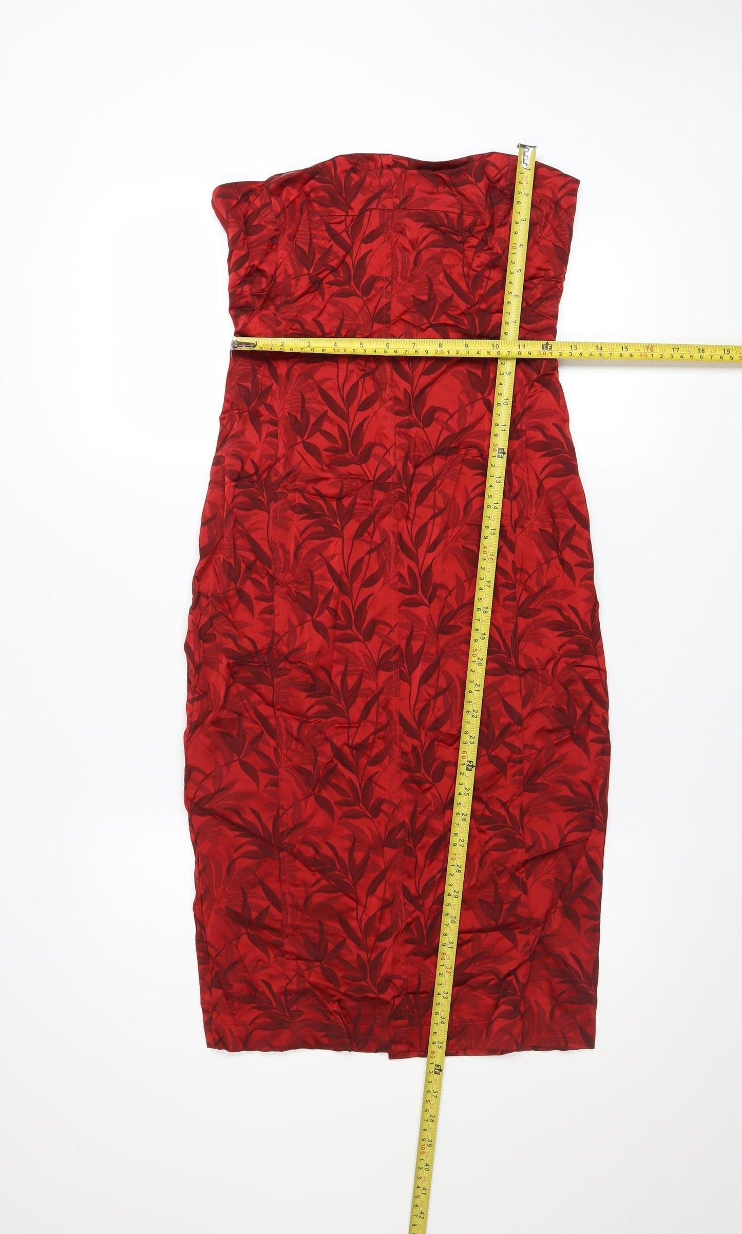 Next Women’s Red Floral Strapless Sheath Dress Size 10