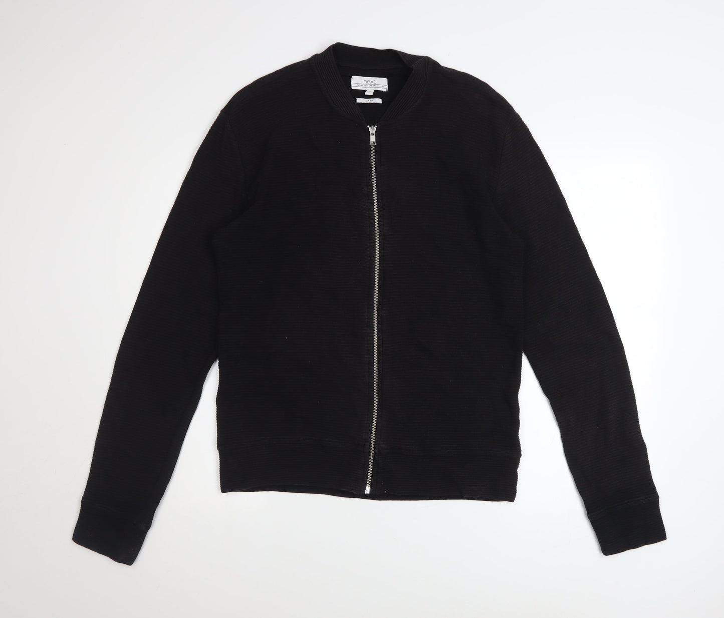 Next Men's Black Medium Basic Jacket 100% Cotton Zip Up Casual Bomber