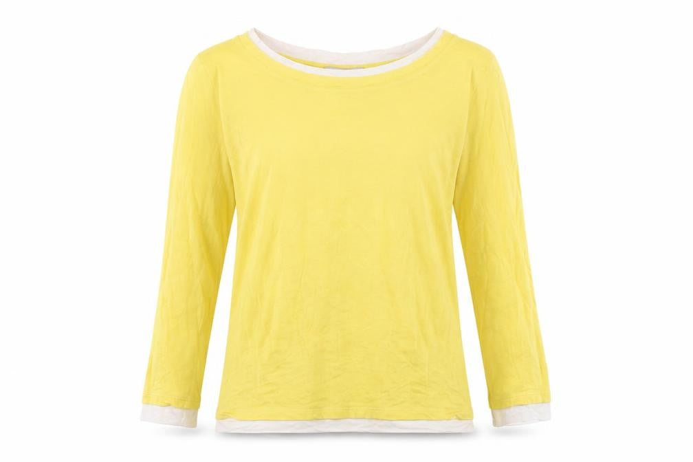 Hobbs Women’s Yellow Long Sleeve Boat Neck Basic T-Shirt S
