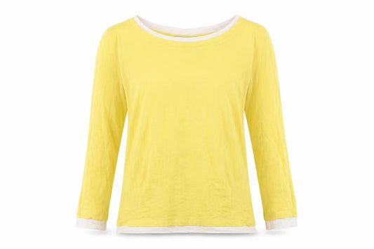 Hobbs Women’s Yellow Long Sleeve Boat Neck Basic T-Shirt S