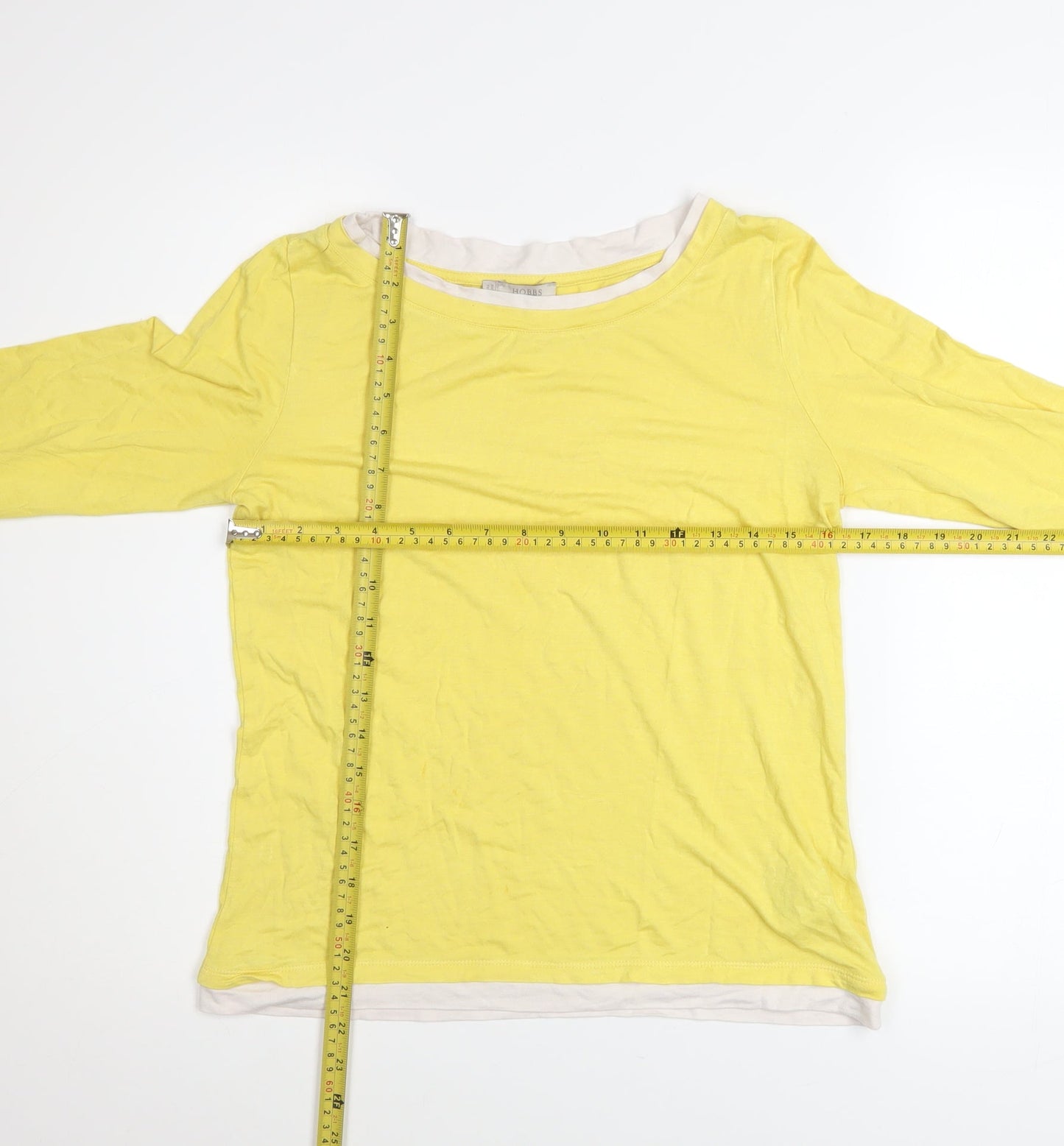Hobbs Women’s Yellow Long Sleeve Boat Neck Basic T-Shirt S