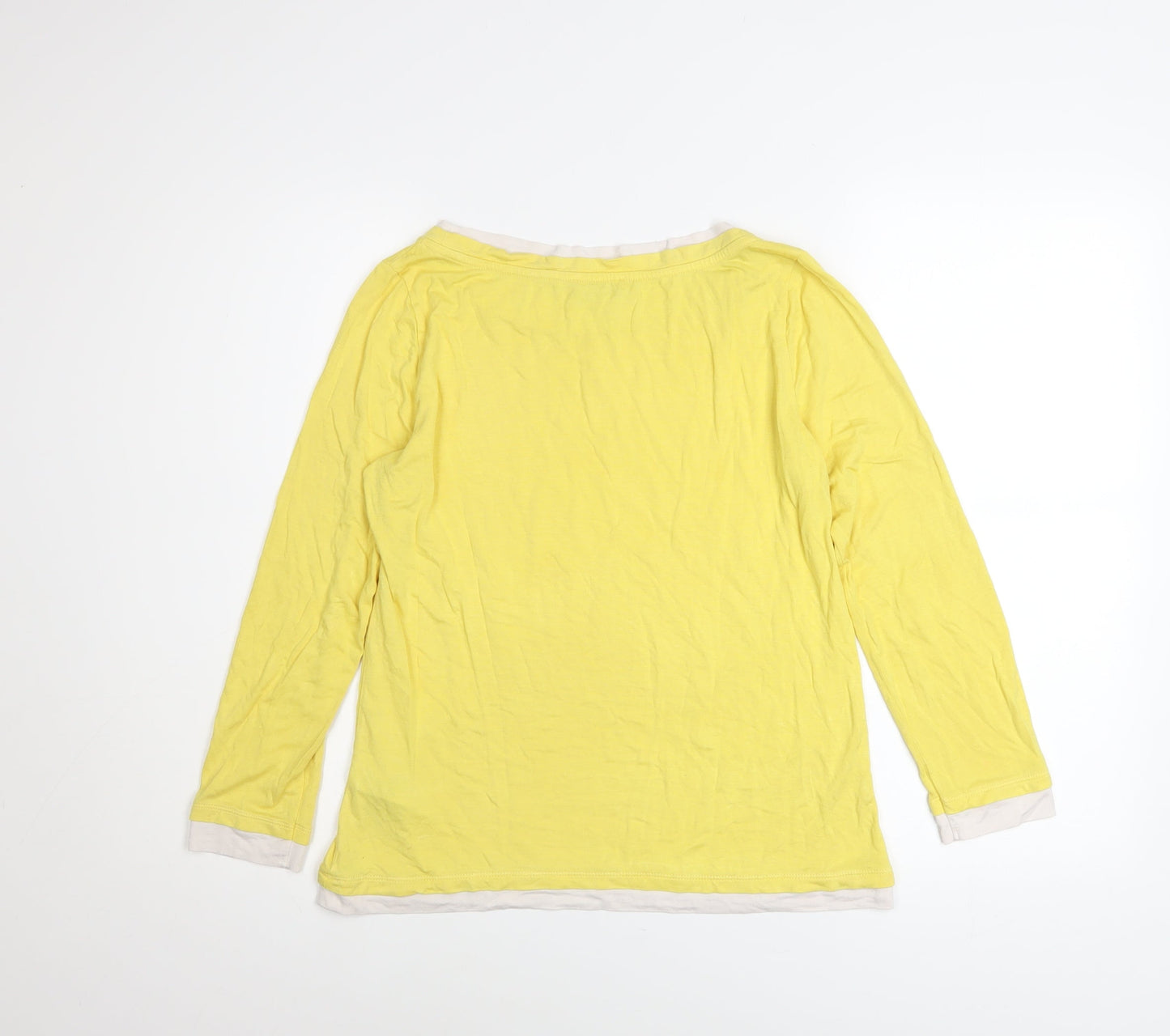 Hobbs Women’s Yellow Long Sleeve Boat Neck Basic T-Shirt S
