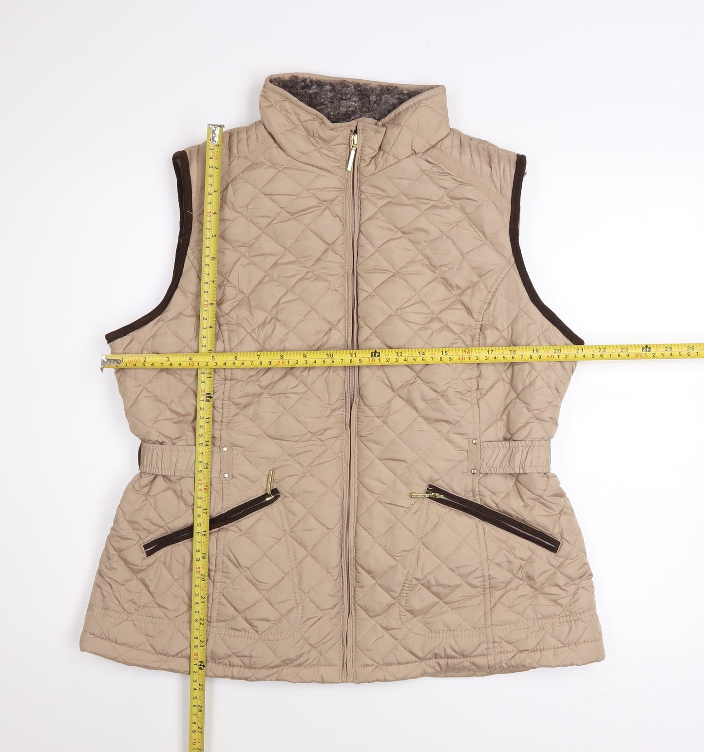 Weatherproof Women Beige Quilted Waistcoat L Regular Fit