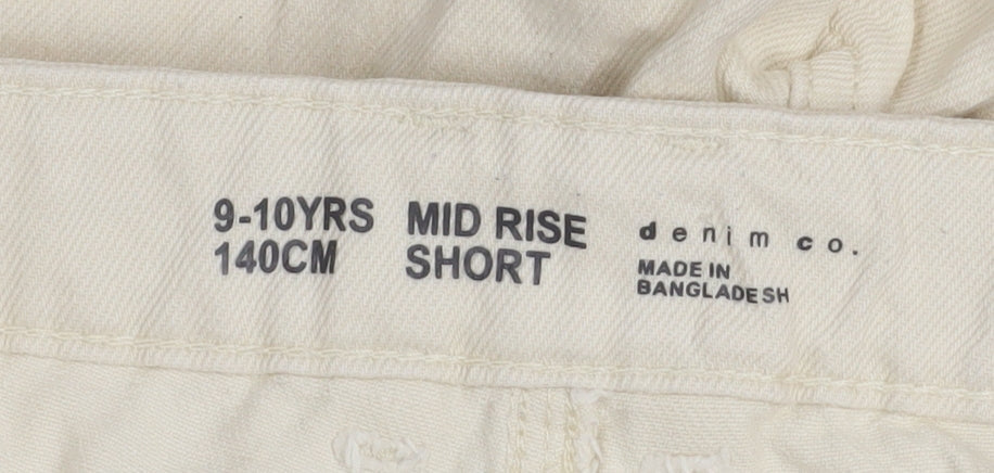 Denim Co Girls Ivory Floral Embroidered Hot Pants Shorts 9-10 Years