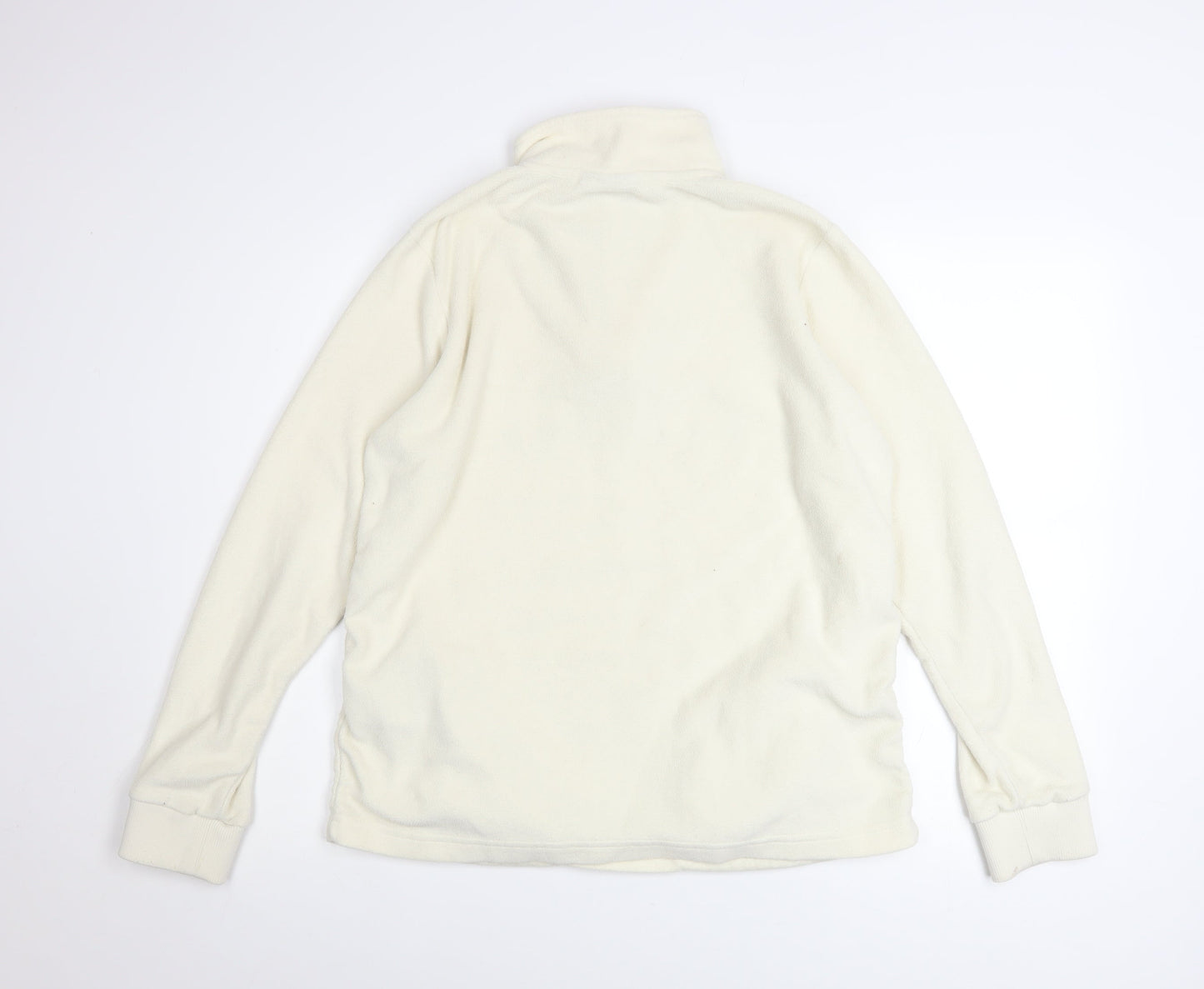 Nautica Men Ivory Fleece 1/4 Zip Pullover Sweatshirt M