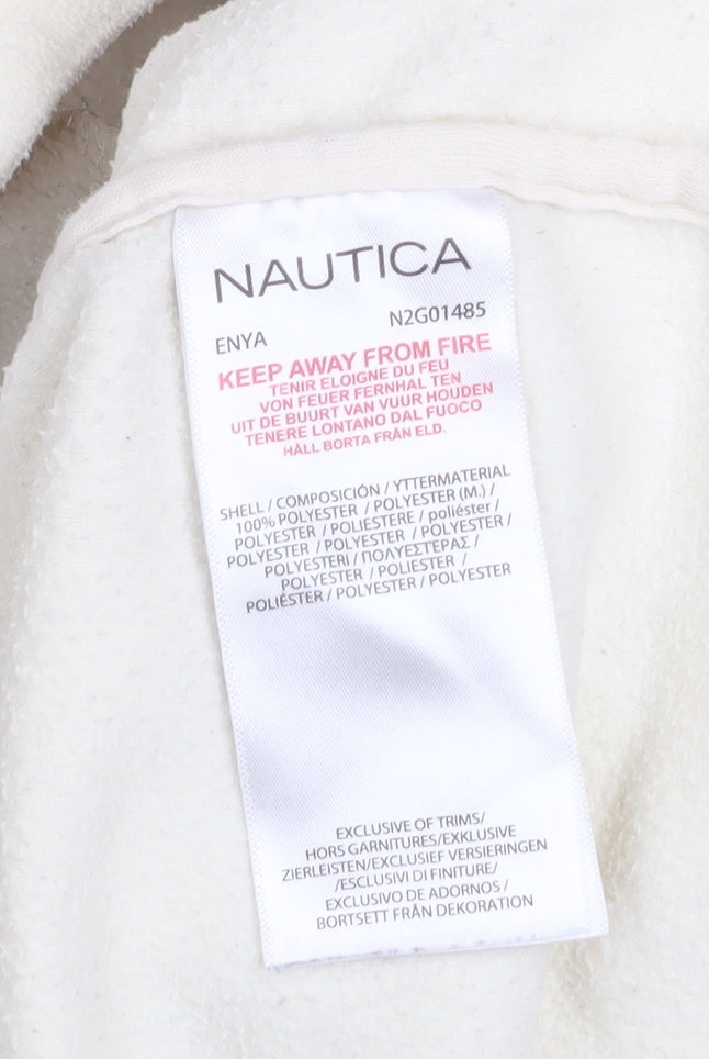 Nautica Men Ivory Fleece 1/4 Zip Pullover Sweatshirt M