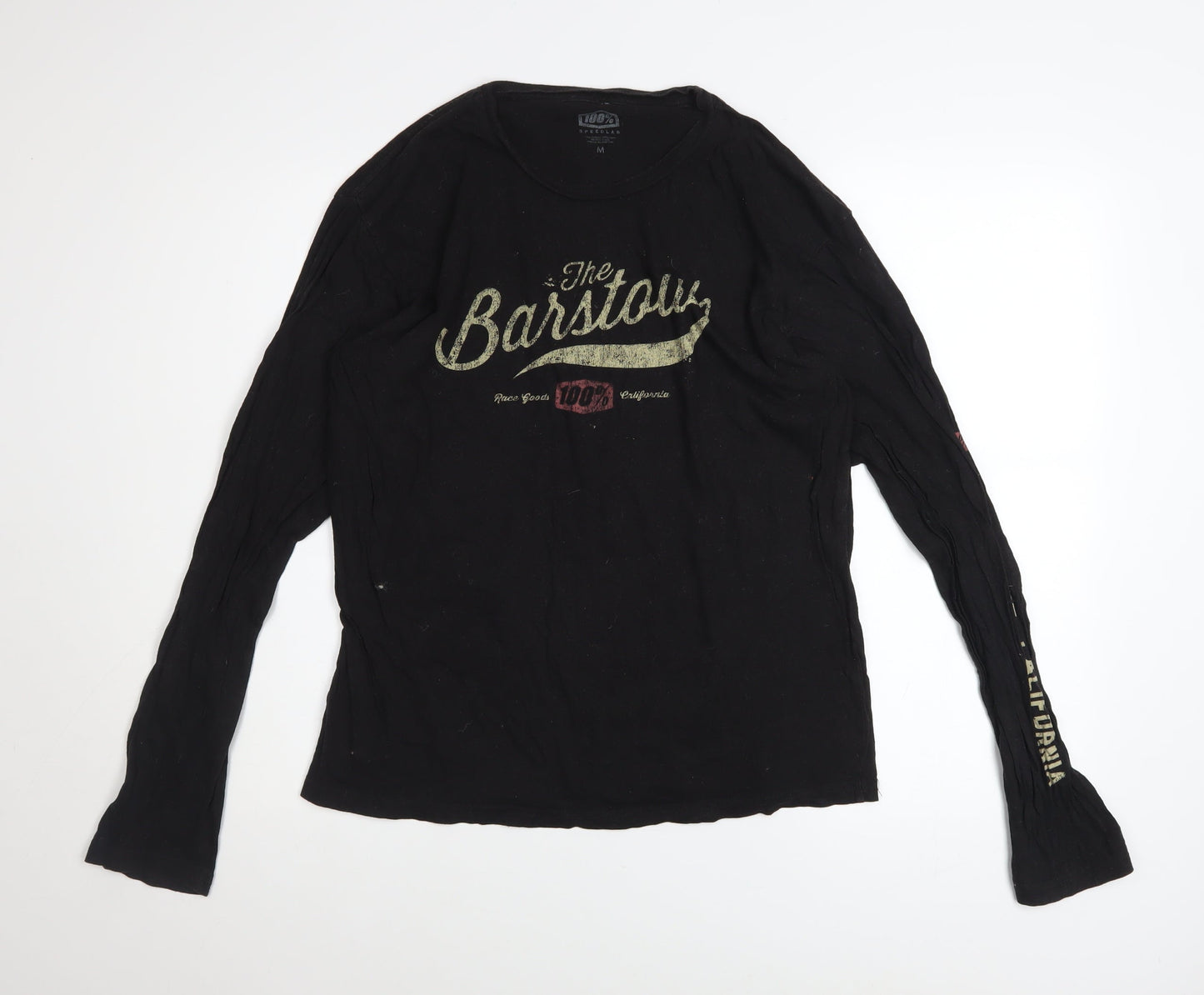 100% Speedlab Men Black Long Sleeve Cotton Graphic Top M