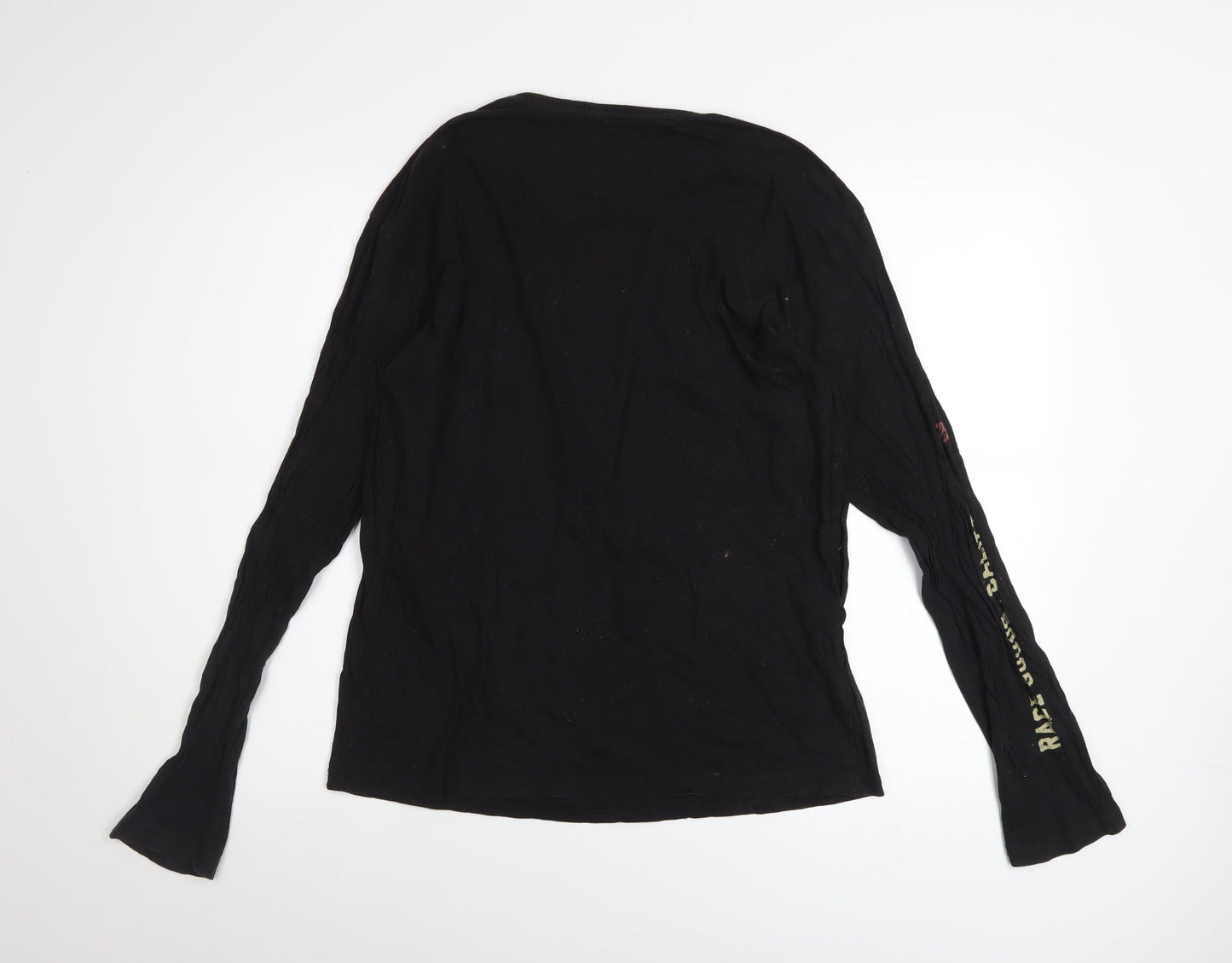 100% Speedlab Men Black Long Sleeve Cotton Graphic Top M
