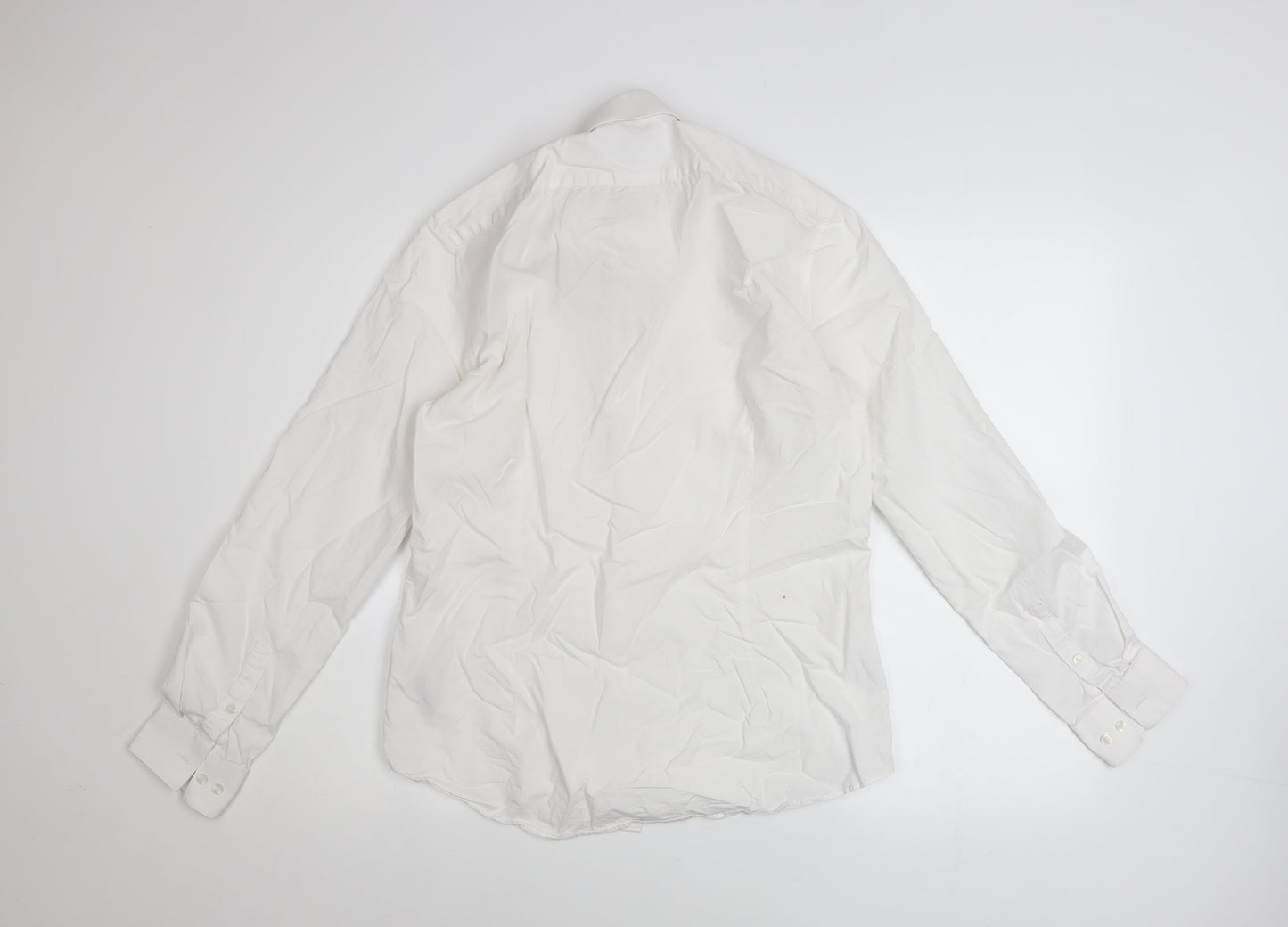 Calvin Klein Men's White Slim Fit Long Sleeve Button-Up Shirt 39