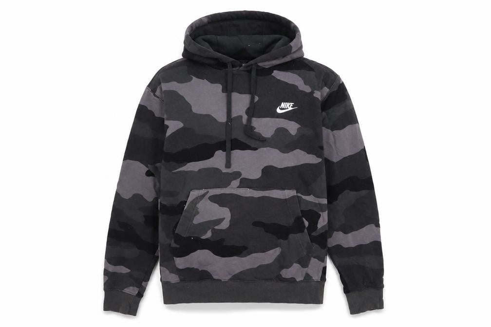 Nike Men’s Camouflage Pullover Hoodie Small Grey Black Fleece