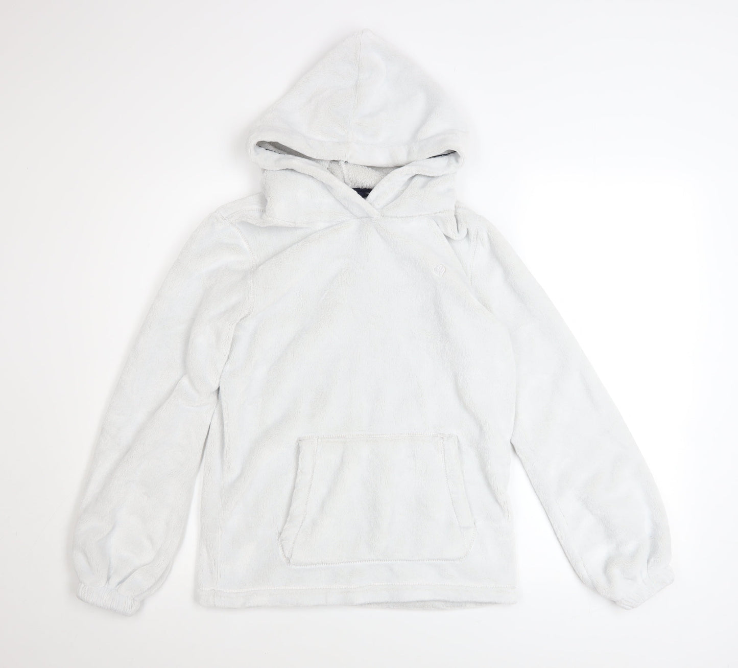 FatFace Girls White Fleece Pullover Hoodie 12-13 Years Hooded Jumper