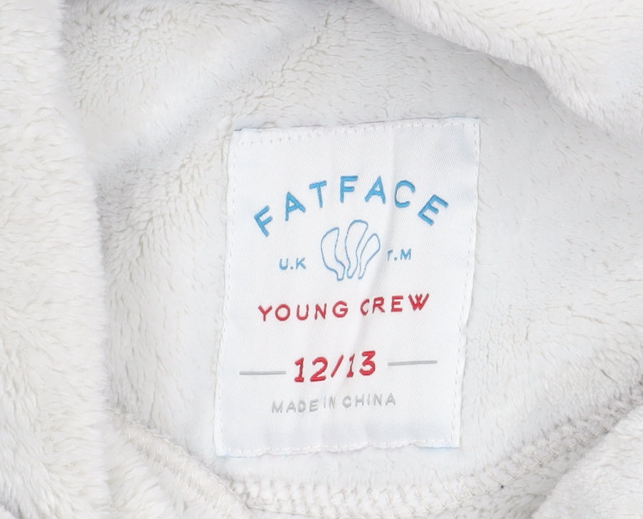 FatFace Girls White Fleece Pullover Hoodie 12-13 Years Hooded Jumper