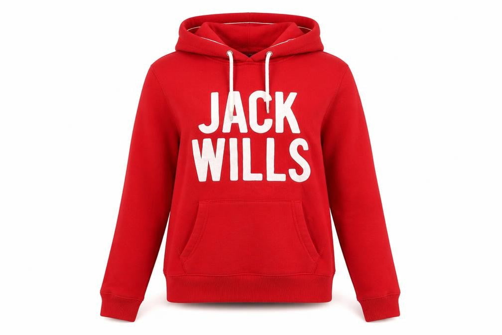 Jack Wills Women's Red Pullover Hoodie UK 10 Cotton Blend