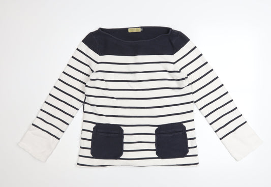 Mint Velvet Women’s Navy Stripe Cotton Pullover Sweatshirt Size 12