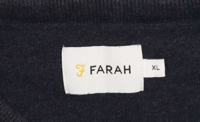 Farah Men's Navy Blue XL Cotton Crew Neck Pullover Sweatshirt