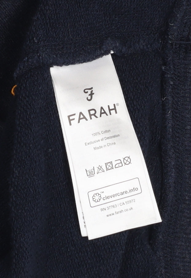 Farah Men's Navy Blue XL Cotton Crew Neck Pullover Sweatshirt
