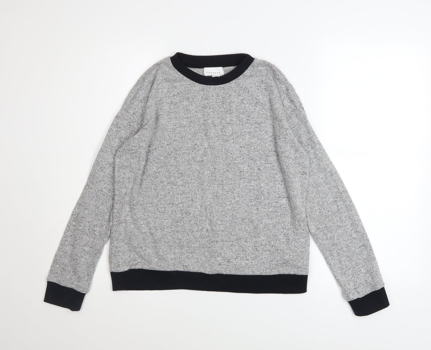 Topshop Women Grey Crew Neck Long Sleeve Pullover Sweatshirt Size S
