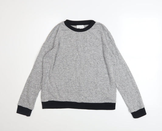 Topshop Women Grey Crew Neck Long Sleeve Pullover Sweatshirt Size S