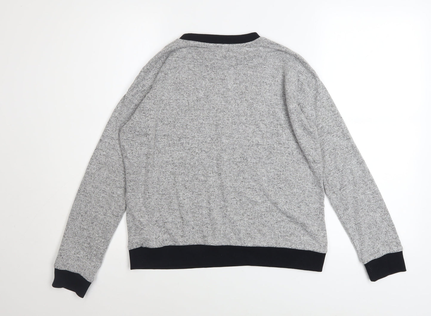Topshop Women Grey Crew Neck Long Sleeve Pullover Sweatshirt Size S