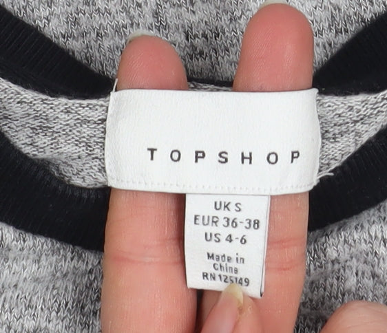 Topshop Women Grey Crew Neck Long Sleeve Pullover Sweatshirt Size S